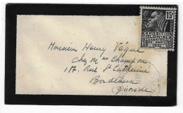 NIORT Deux Sèvres Enveloppe Deuil Bord Noir Mignonnette 15c Fashi Yv 270 Ob 1931 - Briefe U. Dokumente