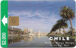 Chile - CTC - Estero Marga Marga (1st Issue), Gem1B White/Gold, With Moreno On Reverse, 11.1997, 2.000Cp$, 100.000ex, Us - Chili