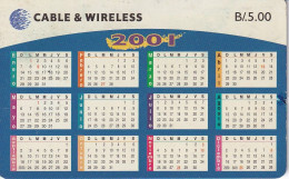 TARJETA DE PANAMA DE CABLE WIRELESS CALENDARIO 2001 - Panamá