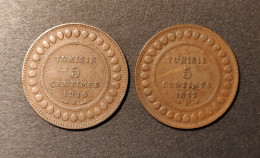 TUNISIE - LOT DE 2 PIECES - 5 CTS 1912A - 1914A - TB/TTB - Tunisia