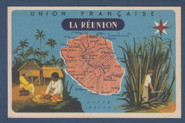 LA REUNION - Carte De L' Ile - Pub Lion Noir Au Dos - Autres & Non Classés