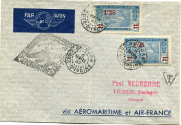 COTE D'IVOIRE LETTRE PAR AVION DEPART ABIDJAN 6 MARS 37 COTE D'IVOIRE POUR LA FRANCE - Covers & Documents