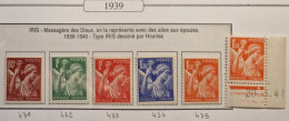 6 TIMBRE France N° 431 432 433 434 435 + Date  Neufs - 1939-41 - Yvert & Tellier 2003 Coté Minimum 4 € - 1939-44 Iris