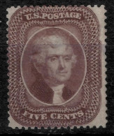 USA Stamp 1860  5 Cents Scott 30A / Jefferson CV $825  MNG Stamp - Neufs