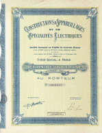 - Titre De 1923 - Constructions D'Appareillages Et De Spécialités Electriques - - Electricidad & Gas