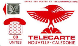 NEW CALEDONIA : NC-002C  80 Cagou (red) SC5 EMB 6MM ( Batch: 22777) USED - Nouvelle-Calédonie