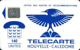 NEW CALEDONIA : NC-003 140 Cagou (blue) SC4 EMB 6MM ( Batch: 29738) USED - Nieuw-Caledonië