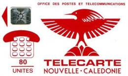 NEW CALEDONIA : NC-002A  80 Cagou (red) SC4 PE 7MM ( Batch: 17985) USED - Nieuw-Caledonië