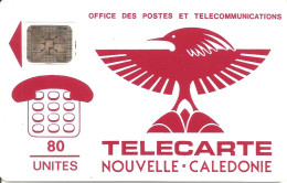 NEW CALEDONIA : NC-002  80 Cagou (red) SC4 PE 6MM ( Batch: 17973) USED - Nieuw-Caledonië