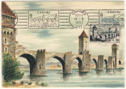 FRANCE - 1957 Yv.1119 70fr Pont Valentré Sur Carte Maximum (illustrateur S.A. Dumarais) - TB - 1950-1959