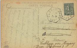 FRANCE - 1924 - Yv.130 Obl. TàD Agence Postale "AUBURE / HAUT RHIN" Sur CPA PourParis Re-dirigée - 1921-1960: Moderne