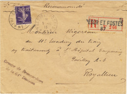 FRANCE - 1915 - LAC Recommandée Affranchie Yv.142 Du Secteur Postal 87 Pour Compiègne (Royallieu) - 1. Weltkrieg 1914-1918