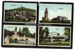 Allemagne-TAUNUS-1914-Gruss Aus Dem Taunus--Multivues(Konigstein-Felberg-Cronberg-Soden)....colorisée..timbre..cachet - Taunus