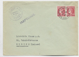 FRANCE MAZELIN 1FR PAIRE LETTRE MULHOUSE 19.10.1946 POUR SUISSE  AU TARIF IMPRIME - 1945-47 Ceres Of Mazelin