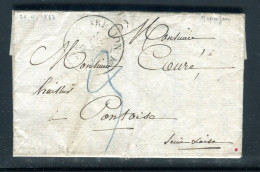 Cachet à Date De Arpajon Avec Fleurons Sur Lettre Cachetée Avec Texte Pour Pontoise En 1833 - Réf A 89 - 1801-1848: Precursors XIX