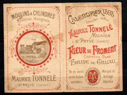 Col34 France Calendrier De 1898 Meunier Farine Moulin Froment - Small : ...-1900