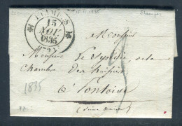 Cachet à Date De Etampes Avec Fleurons Sur Lettre Avec Texte Pour Pontoise En 1835 - Réf A 94 - 1801-1848: Precursors XIX