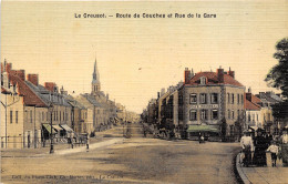 71-LE-CREUSOT- ROUTE DE COUCHES ET RUE DE LA GARE ( Carte Toilée) - Le Creusot