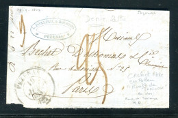 Cachet à Date De Pézénas Sur Demie Lettre Pour Paris En 1847, Cachet Bleu " Route De Toulouse " Au Dos  - Réf A 97 - 1801-1848: Précurseurs XIX