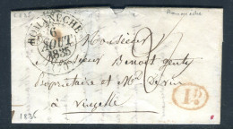 Cachet à Date De Romanèche Sur Lettre Avec Texte Pour Vinzelle En 1835 - Réf A 100 - 1801-1848: Precursors XIX