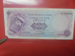 CONGO 500 FRANCS 1961 Circuler ASSEZ RARE 1 COIN ABIMER ! (B.29) - République Démocratique Du Congo & Zaïre