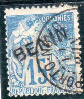 France: Ex Colonies :Bénin Année 1892 N° 6 Oblitéré Cachet Porto Novo(surchargé Oblique) - Usados