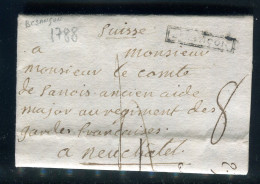 MP De Besançon Sur Lettre Cachetée Avec Texte Du Chevalier Du Fresnes Pour Neuchatel ( Suisse ) En 1788  - Réf A 112 - 1701-1800: Précurseurs XVIII