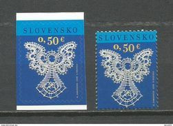 Slovaquie 2016 YT 704 705 Noël Christmas  Dentelé Et Non Dentelé Auto Adhésif Dentelles Au Fuseau : L'ange Annonciateur - Unused Stamps