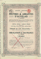 - Titre De 1923 - Société Anonyme Des Feutres & Amiantes D'Auvelais  - - Industrie