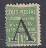 France Colis Postaux N° 87 X  Livraison Par Exprès : 1 F.65 Vert,  Trace De Charnière Rousseur Sur 1 Dent Sinon TB - Mint/Hinged