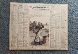 CALENDRIER 1922 POSTES PTT - Illustration Marinière Au Poisson Frais ! Port De Pêche - Grand Format : 1921-40