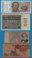 LOT BILLETS 5 BANKNOTES:  DEUTSCHES REICH - ITALIA - EGYPT - ARGENTINA - Lots & Kiloware - Banknotes
