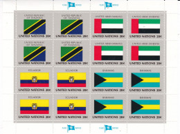 United Nations  Flag Of The Nations  MNH** Tanzania; UAE; Ecuador; Bahamas - Hojas Y Bloques