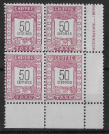 1899  Maroc N° Tx 74 (bloc X 4) Nf** MNH.  Timbre-Taxe. - Locals & Carriers