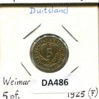 5 REICHSPFENNIG 1925 F DEUTSCHLAND Münze GERMANY #DA486.2.D - 5 Renten- & 5 Reichspfennig