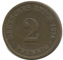 2 PFENNIG 1874 C DEUTSCHLAND Münze GERMANY #AD465.9.D - 2 Pfennig