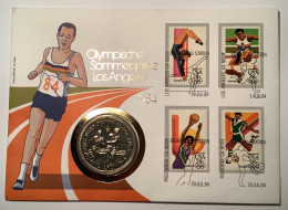 Isle Of Man CROWN Coin1984 Olympic Games Los Angeles USA Numisletter(Numisbrief JEUX Olympiques Football GB QEII Monnaie - Man (Insel)
