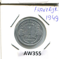 1 FRANC 1949 FRANKREICH FRANCE Französisch Münze #AW355.D - 1 Franc