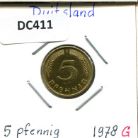 5 PFENNIG 1978 G BRD DEUTSCHLAND Münze GERMANY #DC411.D - 5 Pfennig