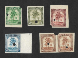 Congo Belge Belgique Belgian Congo 1942 épreuves Waterlon & Sons Punch Hole Proofs Palmier Palm Tree - Sonstige & Ohne Zuordnung