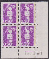 FRANCE N° 2619** MARIANNE DE BRIAT COIN DATE 16/3/90 - 1990-1999