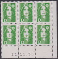 FRANCE N° 2711** TD6 MARIANNE DE BRIAT COIN DATE 21/11/90 - 1990-1999