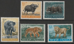 India 1962/1963 Animals Rhino, Gaur, Elephant, Tiger & Lion MNH - Nuovi