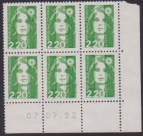 FRANCE N° 2714** TD6 MARIANNE DE BRIAT COIN DATE 7/7/92 - 1990-1999