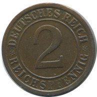 2 REICHSPFENNIG 1925 A GERMANY Coin #AE281.U - 2 Rentenpfennig & 2 Reichspfennig