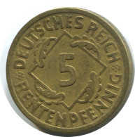 5 REINTENPFENNIG 1924 A GERMANY Coin #AD817.9.U - 5 Renten- & 5 Reichspfennig