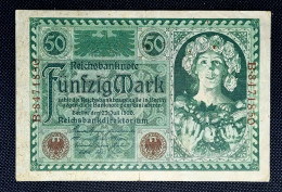 ALEMANIA 50 MARCOS 1920 SERIE B / GERMANY REICHSBANKNOTE EBC / XF - 50 Mark