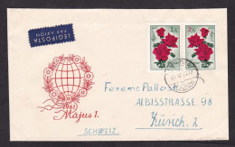 Hungary: Airmail Cover To Switzerland, 1961, 2 Stamps, Rose Flower, Air Label (minor Creases) - Covers & Documents