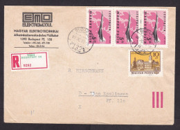 Hungary: Registered Cover To Germany, 1981, 4 Stamps, Tupolev Tu-144 Supersonic Airplane, R-label (traces Of Use) - Storia Postale