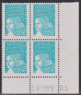 FRANCE N° 3455**  MARIANNE DE LUQUET COIN DATE 18/9/01 - 2000-2009